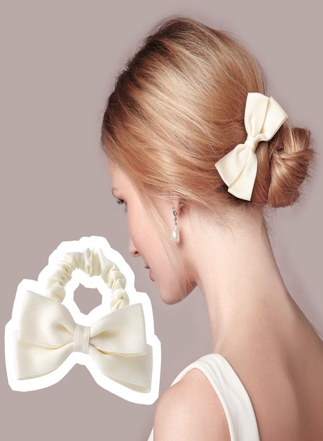 Mxxipp 3pcs Bow Hair Scrunchie for Women, Elastic Ribbon Bow Hair Ties, Bowknot Ponytail Holders Hair Accessories for Thick Thin Curly Straight Long Hair- Black & Red & White - Image 5